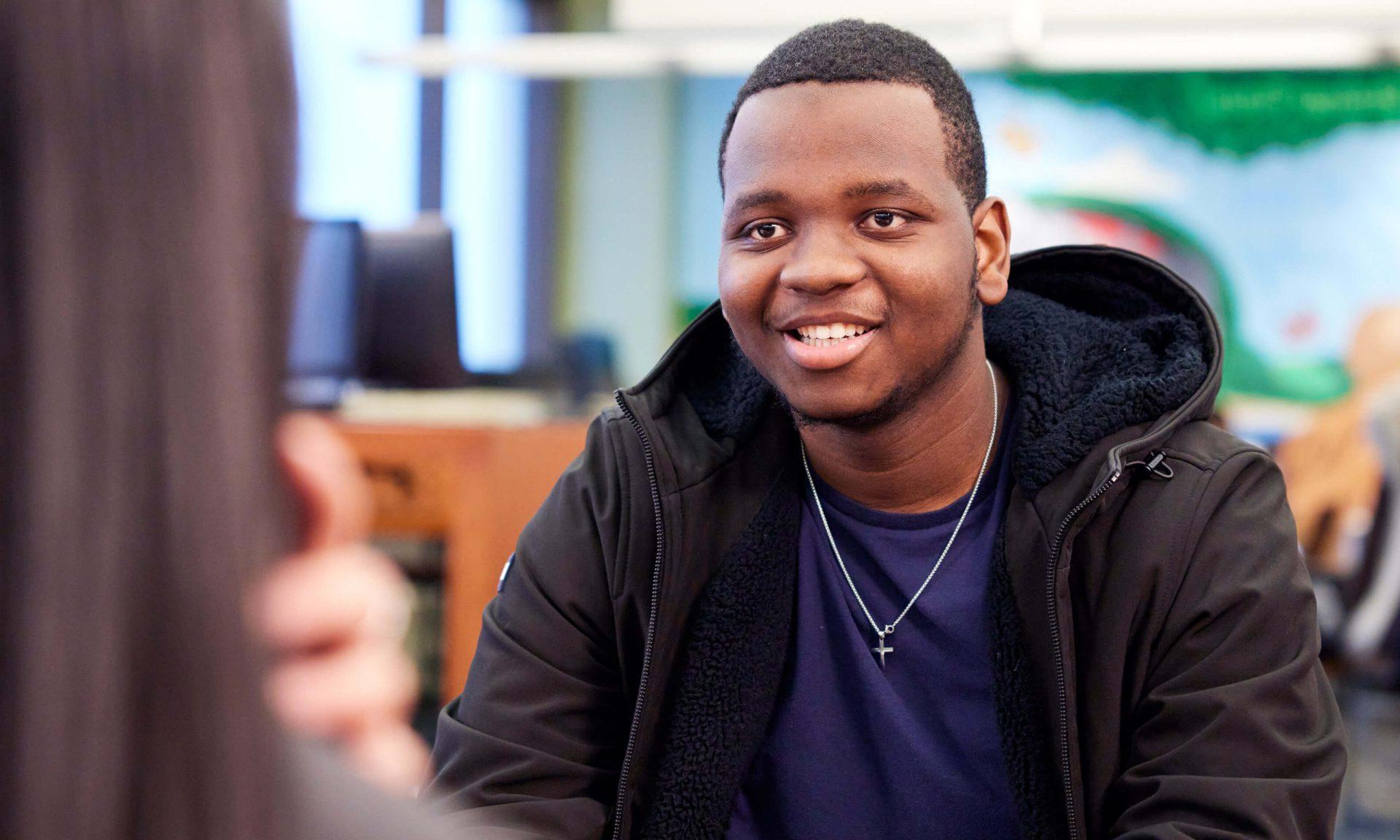 Student in the common areas.